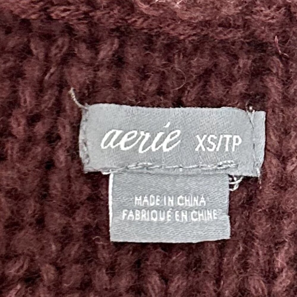 Aerie Women’s Burgundy Cable-Knit Sweater - Picture 8 of 9